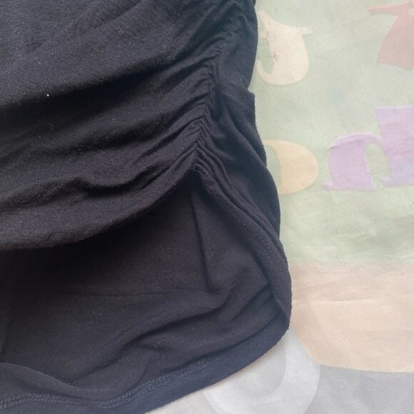 Jku Designs Women Juniors Tee Top Short Cup Sleeve Black Sz L Scoop Neck - Picture 6 of 6